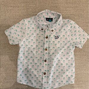 Boys' Proazah White Short-Sleeve Palm Print Button-Down Shirt